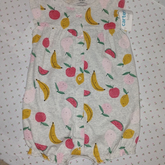 CARTER's:  Baby Girl's FRUITS Snap-Up Ruffle Bottom Romper / Onesie - Picture 2 of 5